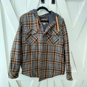 Legendary Outfitters Gray and Orange Plaid Jacket